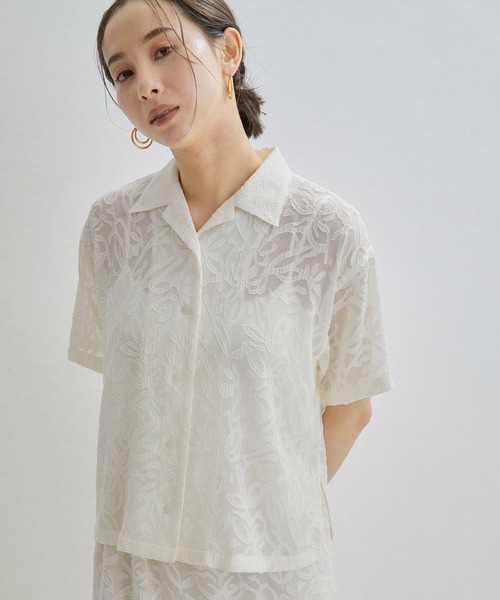 「SALON adam et rope'」 長袖シャツ FREE ホワイト レディース SALON adam et rope' ブラウス シャツ コットンワッシャーローン