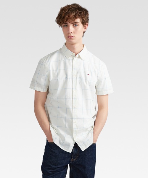 tommy jeans(トミー ジーンズ)の「ショートスリーブチェックシャツ(シャツ/ブラウス・メンズ・ホワイト/ライトグリーン・LARGE/MEDIUM/SMALL/X-LARGE)」の2枚目の写真