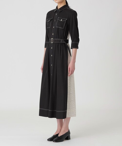 LOVELESS(ラブレス)の「ブラックブロッキングシャツドレス(シャツワンピース・レディース・ブラック・34/36)」の3枚目の写真