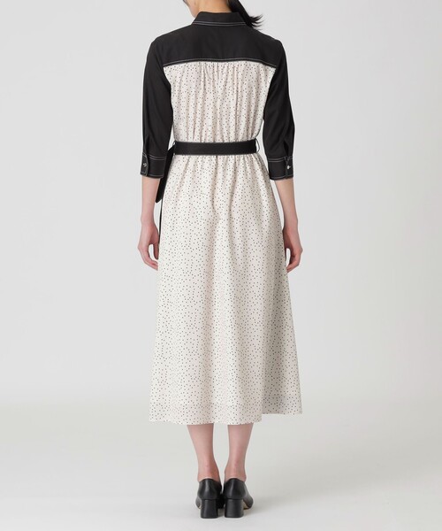 LOVELESS(ラブレス)の「ブラックブロッキングシャツドレス(シャツワンピース・レディース・ブラック・34/36)」の4枚目の写真