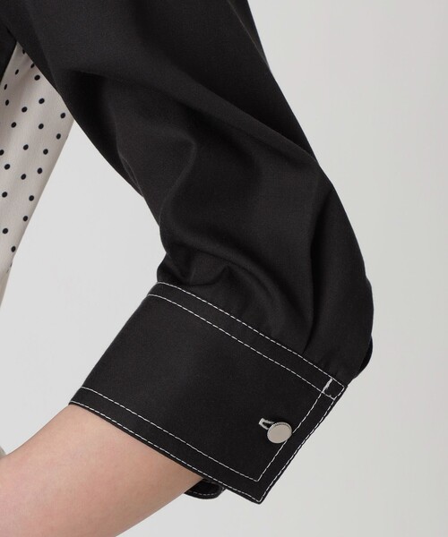 LOVELESS(ラブレス)の「ブラックブロッキングシャツドレス(シャツワンピース・レディース・ブラック・34/36)」の6枚目の写真