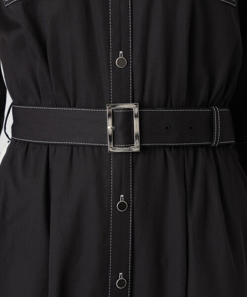 LOVELESS(ラブレス)の「ブラックブロッキングシャツドレス(シャツワンピース・レディース・ブラック・34/36)」の8枚目の写真