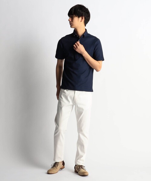 HIDEAWAYS NICOLE（ハイダウェイニコル）の「カノコボタンダウンポロシャツ（ポロシャツ・メンズ・オフホワイト/ブラック/ライトピンク/ネイビー・LARGE/X-LARGE/XX-LARGE/MEDIUM）」の8枚目の写真