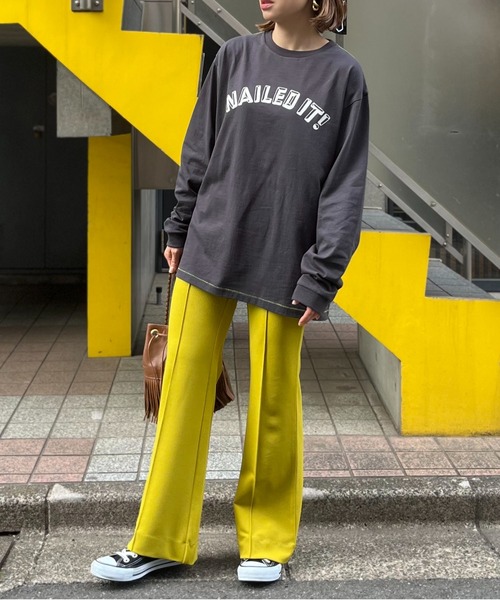 mi via loca（ミヴィアロカ）の「手書きロゴプリントロングスリーブTシャツ（Tシャツ/カットソー・レディース・ピンク/スミクロ/オフホワイト/ホワイト×ブラック・FREE/X-LARGE）」の16枚目の写真