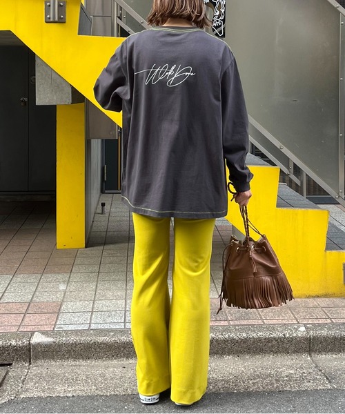 mi via loca（ミヴィアロカ）の「手書きロゴプリントロングスリーブTシャツ（Tシャツ/カットソー・レディース・ピンク/スミクロ/オフホワイト/ホワイト×ブラック・FREE/X-LARGE）」の17枚目の写真