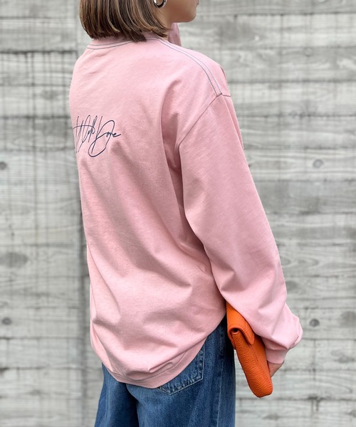 mi via loca（ミヴィアロカ）の「手書きロゴプリントロングスリーブTシャツ（Tシャツ/カットソー・レディース・ピンク/スミクロ/オフホワイト/ホワイト×ブラック・FREE/X-LARGE）」の19枚目の写真