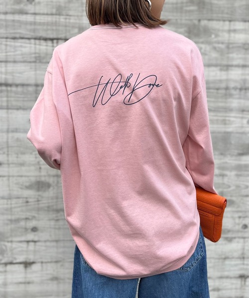 mi via loca（ミヴィアロカ）の「手書きロゴプリントロングスリーブTシャツ（Tシャツ/カットソー・レディース・ピンク/スミクロ/オフホワイト/ホワイト×ブラック・FREE/X-LARGE）」の20枚目の写真