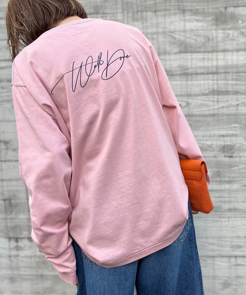 mi via loca（ミヴィアロカ）の「手書きロゴプリントロングスリーブTシャツ（Tシャツ/カットソー・レディース・ピンク/スミクロ/オフホワイト/ホワイト×ブラック・FREE/X-LARGE）」の21枚目の写真