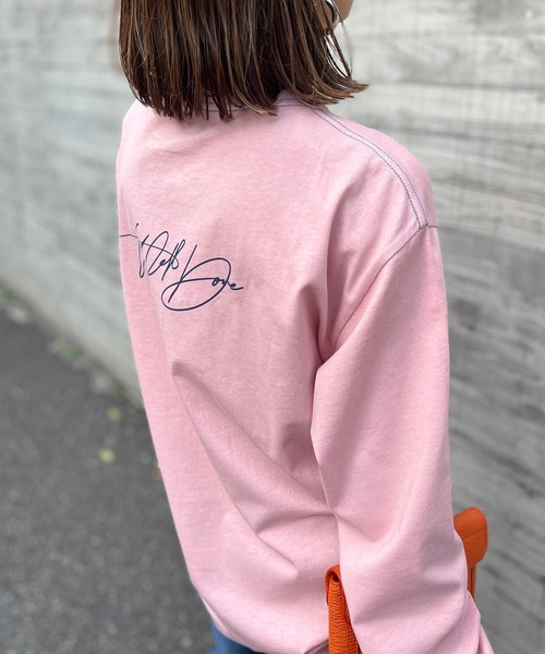 mi via loca（ミヴィアロカ）の「手書きロゴプリントロングスリーブTシャツ（Tシャツ/カットソー・レディース・ピンク/スミクロ/オフホワイト/ホワイト×ブラック・FREE/X-LARGE）」の22枚目の写真
