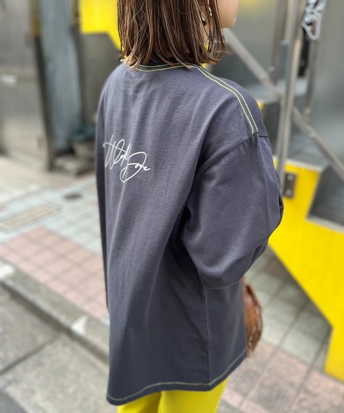 mi via loca（ミヴィアロカ）の「手書きロゴプリントロングスリーブTシャツ（Tシャツ/カットソー・レディース・ピンク/スミクロ/オフホワイト/ホワイト×ブラック・FREE/X-LARGE）」の10枚目の写真