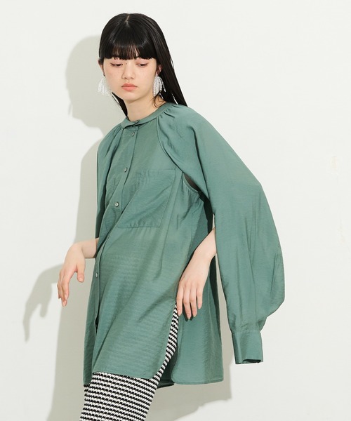 THE YOn(ザヨン)の「【長袖orノースリorボレロ】3wayスイッチスリーブシャツブラウス(シャツ/ブラウス・レディース・ピンク/グリーン/オフホワイト・FREE)」の3枚目の写真