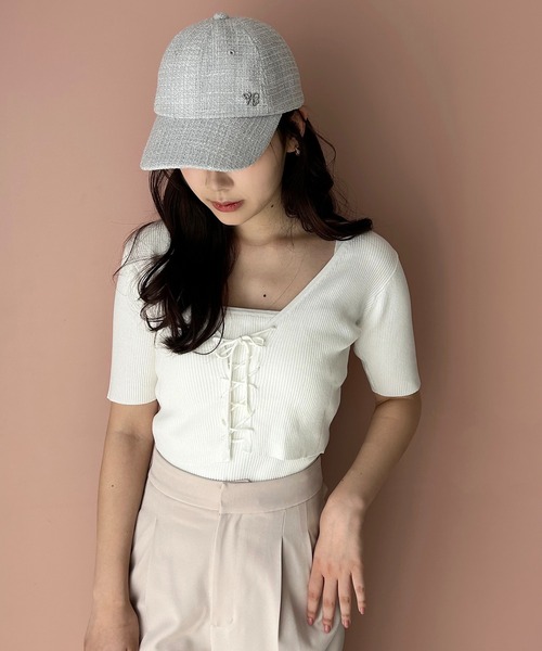 one after another NICE CLAUP（ワンアフターアナザーナイスクラップ）の「カップ付きビスチェセット/前後2wayカーディガン（アンサンブル・レディース・杢グレー/オフホワイト/ブラック/ピンク・FREE）」の6枚目の写真