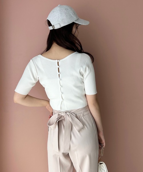 one after another NICE CLAUP（ワンアフターアナザーナイスクラップ）の「カップ付きビスチェセット/前後2wayカーディガン（アンサンブル・レディース・杢グレー/オフホワイト/ブラック/ピンク・FREE）」の7枚目の写真