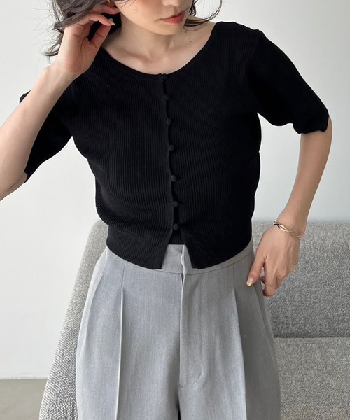 one after another NICE CLAUP（ワンアフターアナザーナイスクラップ）の「カップ付きビスチェセット/前後2wayカーディガン（アンサンブル・レディース・杢グレー/オフホワイト/ブラック/ピンク・FREE）」の15枚目の写真