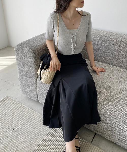 one after another NICE CLAUP（ワンアフターアナザーナイスクラップ）の「カップ付きビスチェセット/前後2wayカーディガン（アンサンブル・レディース・杢グレー/オフホワイト/ブラック/ピンク・FREE）」の19枚目の写真