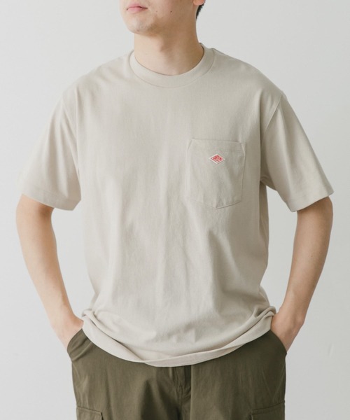 DANTON（ダントン）の「DANTON　POCKET T-SHIRTS（Tシャツ/カットソー・メンズ・ベージュ/チャコールグレー/パープル/ホワイト/ピンク・MEDIUM/X-LARGE/LARGE）」の4枚目の写真