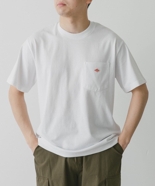 DANTON（ダントン）の「DANTON　POCKET T-SHIRTS（Tシャツ/カットソー・メンズ・ベージュ/チャコールグレー/パープル/ホワイト/ピンク・MEDIUM/X-LARGE/LARGE）」の2枚目の写真