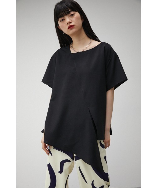 AZUL by moussy（アズールバイマウジー）の「2WAY SIDE TIE BLOUSE/2WAYサイドタイブラウス（Tシャツ/カットソー・レディース・ブラック/オフホワイト/ライトグリーン・SMALL/MEDIUM）」の14枚目の写真