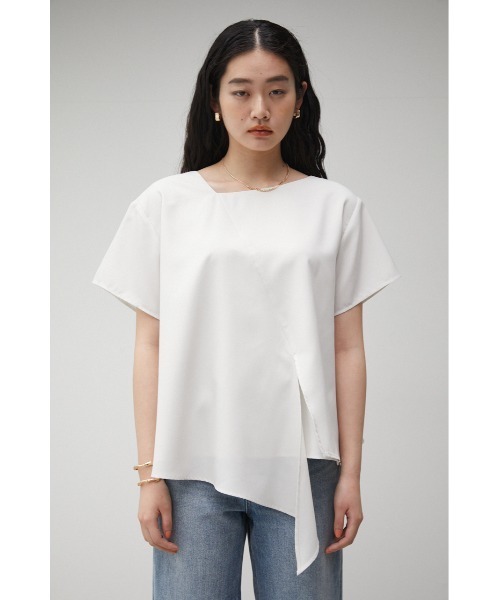 AZUL by moussy（アズールバイマウジー）の「2WAY SIDE TIE BLOUSE/2WAYサイドタイブラウス（Tシャツ/カットソー・レディース・ブラック/オフホワイト/ライトグリーン・SMALL/MEDIUM）」の7枚目の写真