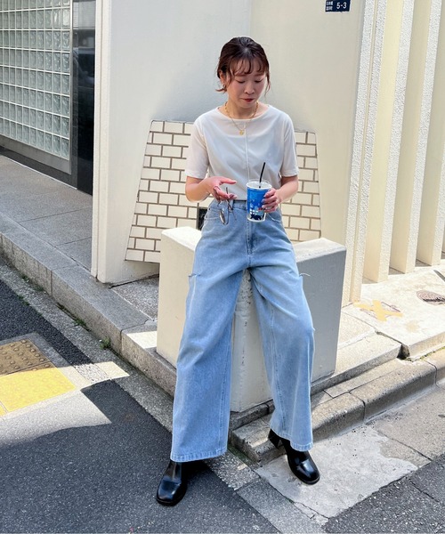 feepur(フェピュール)の「シアーベロアTee(Tシャツ/カットソー・レディース・ネイビー/グリーン/オフホワイト・MEDIUM)」の5枚目の写真