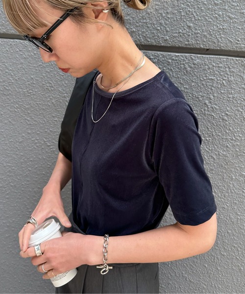 feepur(フェピュール)の「シアーベロアTee(Tシャツ/カットソー・レディース・ネイビー/グリーン/オフホワイト・MEDIUM)」の19枚目の写真