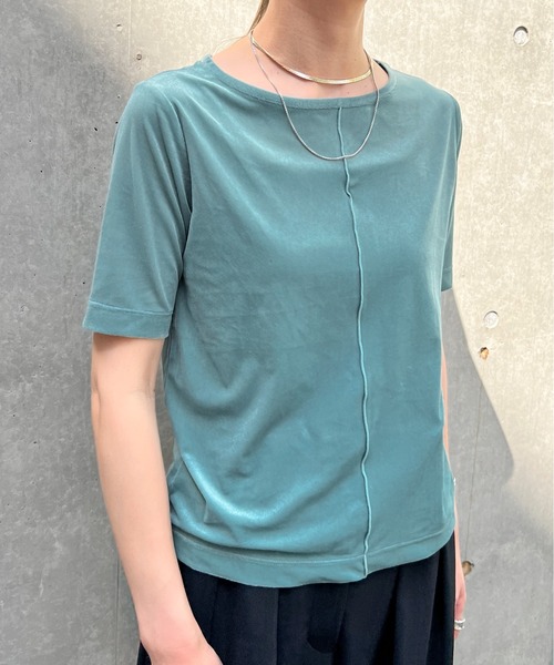 feepur(フェピュール)の「シアーベロアTee(Tシャツ/カットソー・レディース・ネイビー/グリーン/オフホワイト・MEDIUM)」の21枚目の写真