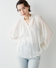 Whim Gazette | シルクコットンギャザーブラウス(シャツ/ブラウス)