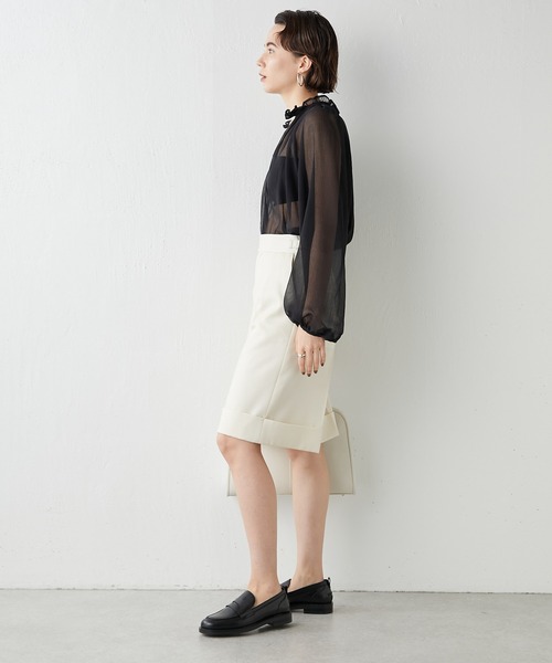 Whim Gazette（ウィムガゼット）の「シルクコットンギャザーブラウス（シャツ/ブラウス・レディース・オフホワイト/ブラック・FREE）」の6枚目の写真