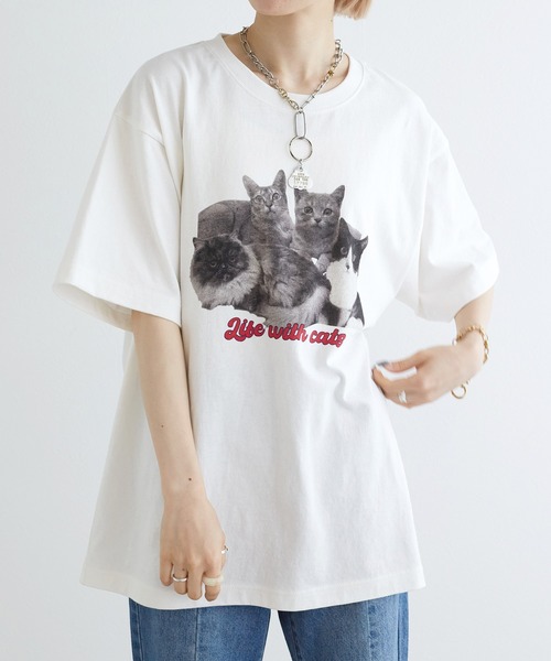 w closet（ダブルクローゼット）の「ネコプリントTシャツ（Tシャツ/カットソー・レディース・ホワイト系その他/ホワイト系その他2/ホワイト系その他3/ホワイト系その他4・FREE）」の4枚目の写真