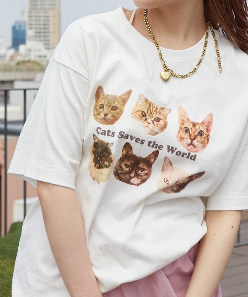 w closet（ダブルクローゼット）の「ネコプリントTシャツ（Tシャツ/カットソー・レディース・ホワイト系その他/ホワイト系その他2/ホワイト系その他3/ホワイト系その他4・FREE）」の10枚目の写真