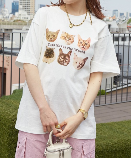 w closet（ダブルクローゼット）の「ネコプリントTシャツ（Tシャツ/カットソー・レディース・ホワイト系その他/ホワイト系その他2/ホワイト系その他3/ホワイト系その他4・FREE）」の12枚目の写真