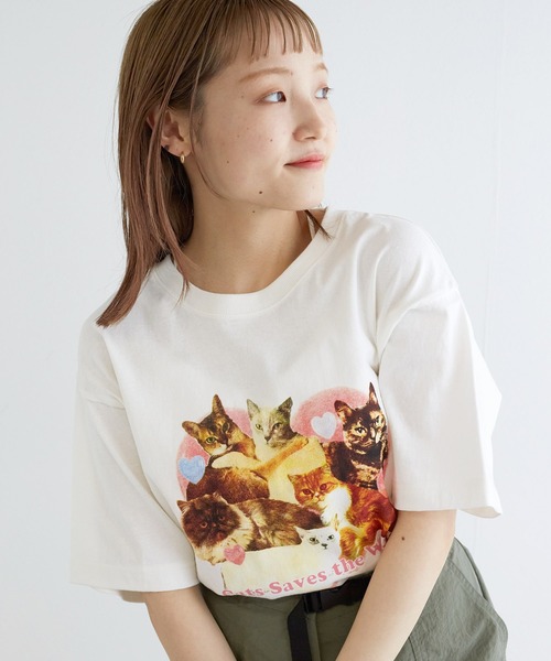 w closet（ダブルクローゼット）の「ネコプリントTシャツ（Tシャツ/カットソー・レディース・ホワイト系その他/ホワイト系その他2/ホワイト系その他3/ホワイト系その他4・FREE）」の17枚目の写真
