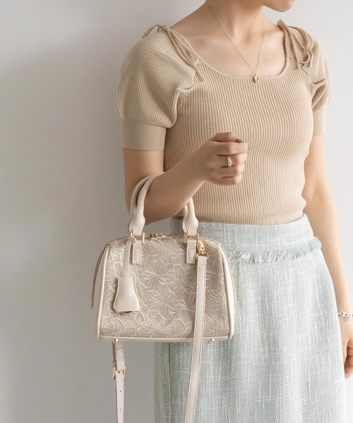 RANDA（ランダ）の「2WAYフラワー刺繍ボストンバッグ（ショルダー