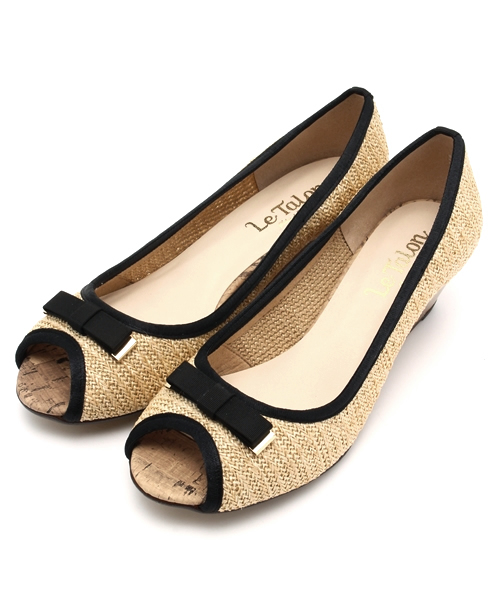 LE TALON(ルタロン)の「4.5CMラメラフィアオープントゥウエッジ(パンプス・レディース・ブラック/アイボリー/ベージュ/オレンジ・38/36.5/35.5/36/37/37.5/35)」の4枚目の写真