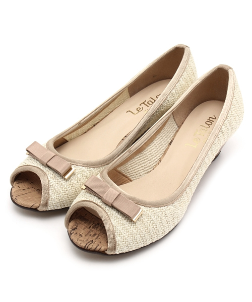 LE TALON(ルタロン)の「4.5CMラメラフィアオープントゥウエッジ(パンプス・レディース・ブラック/アイボリー/ベージュ/オレンジ・38/36.5/35.5/36/37/37.5/35)」の2枚目の写真