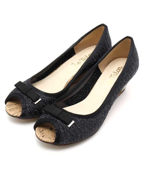 LE TALON(ルタロン)の「4.5CMラメラフィアオープントゥウエッジ(パンプス・レディース・ブラック/アイボリー/ベージュ/オレンジ・38/36.5/35.5/36/37/37.5/35)」の3枚目の写真