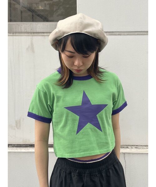 jouetie（ジュエティ）の「スタークロップドTシャツ（Tシャツ/カットソー・レディース・ブラック/オフホワイト/グリーン・MEDIUM）」の3枚目の写真