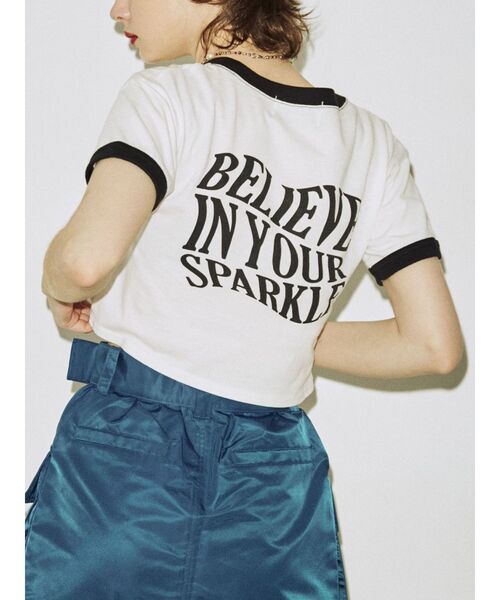 jouetie（ジュエティ）の「スタークロップドTシャツ（Tシャツ/カットソー・レディース・ブラック/オフホワイト/グリーン・MEDIUM）」の17枚目の写真