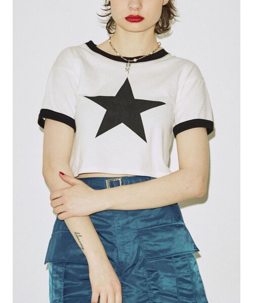 jouetie（ジュエティ）の「スタークロップドTシャツ（Tシャツ/カットソー・レディース・ブラック/オフホワイト/グリーン・MEDIUM）」の21枚目の写真