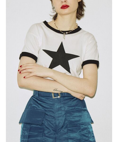 jouetie（ジュエティ）の「スタークロップドTシャツ（Tシャツ/カットソー・レディース・ブラック/オフホワイト/グリーン・MEDIUM）」の20枚目の写真