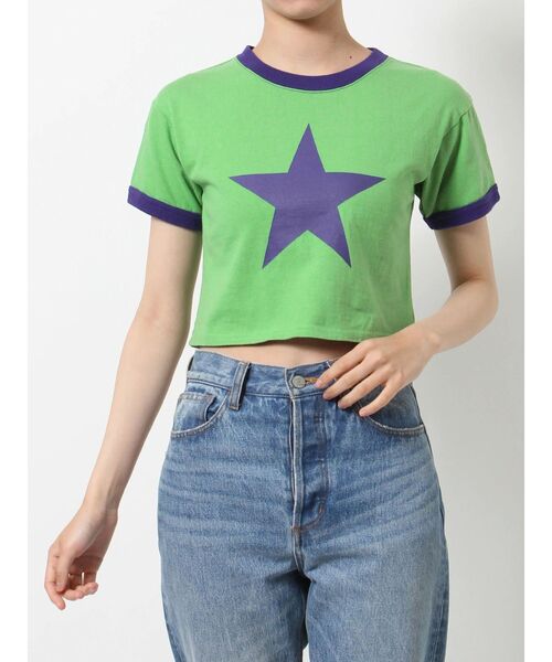 jouetie（ジュエティ）の「スタークロップドTシャツ（Tシャツ/カットソー・レディース・ブラック/オフホワイト/グリーン・MEDIUM）」の4枚目の写真