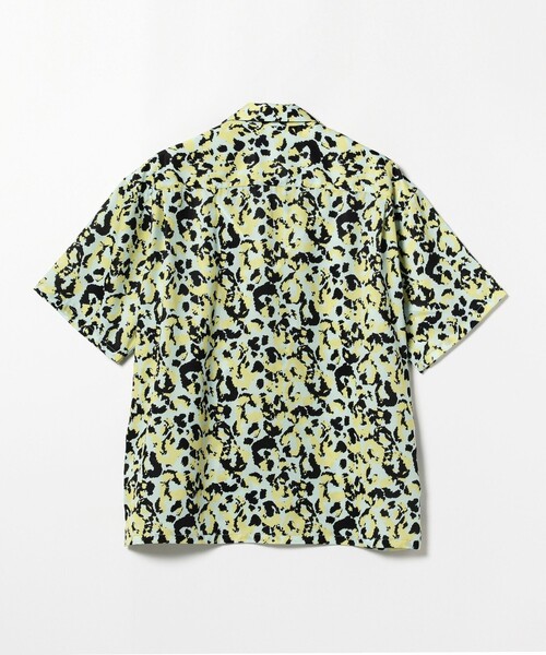 【未使用タグ付】ニードルズ×ビームス　半袖　オープンカラー　シャツ　総柄　ボタン Needles - ニードルズ 総柄 オープンカラー シャツ 半袖 ブラック 黒 S