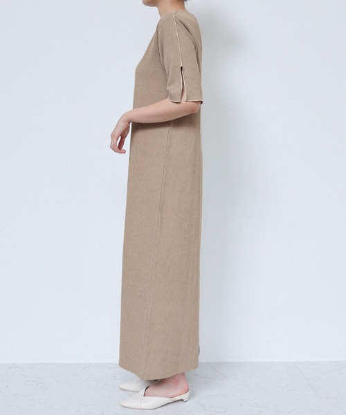 andme(アンドミー)の「楊柳配色メロー半袖ワンピース(ワンピース・レディース・ブラック/ベージュ/キナリ/ブルー/ライム・FREE)」の19枚目の写真