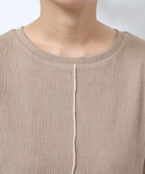 andme(アンドミー)の「楊柳配色メロー半袖ワンピース(ワンピース・レディース・ブラック/ベージュ/キナリ/ブルー/ライム・FREE)」の20枚目の写真