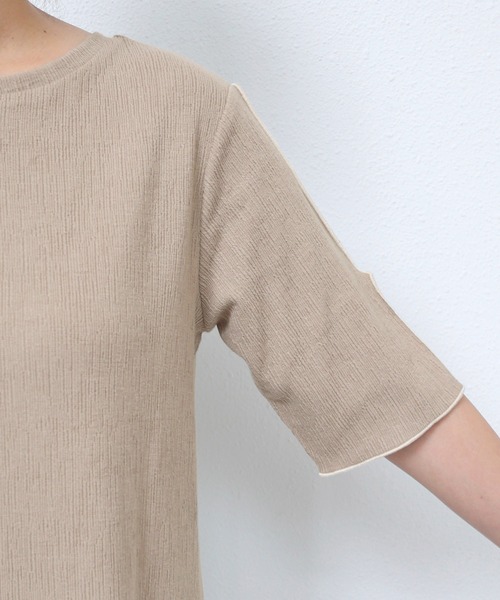 andme(アンドミー)の「楊柳配色メロー半袖ワンピース(ワンピース・レディース・ブラック/ベージュ/キナリ/ブルー/ライム・FREE)」の22枚目の写真