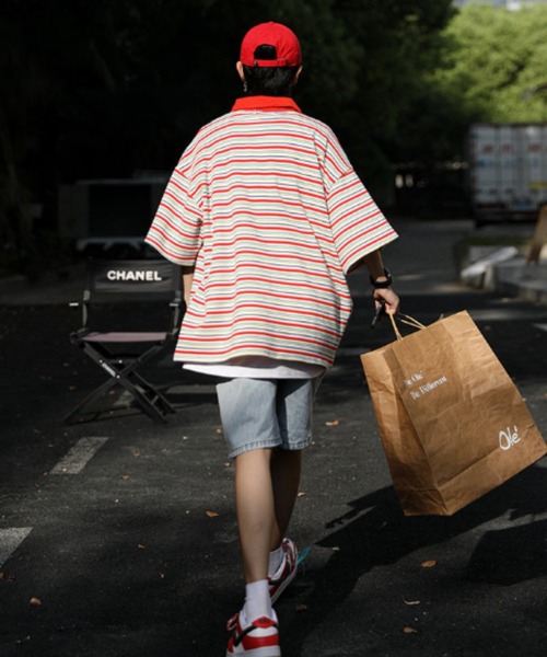 MGV（エムジーヴィー）の「マルチボーダーワンポイントポロシャツ（ポロシャツ・メンズ・レッド/グリーン・MEDIUM/LARGE/X-LARGE）」の8枚目の写真