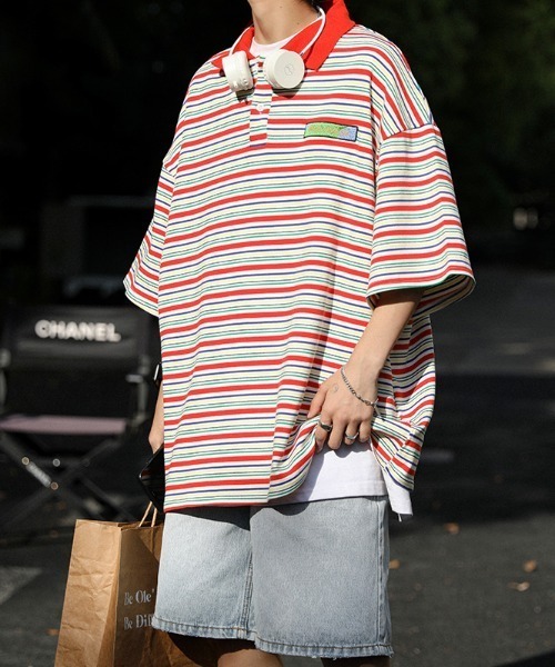 MGV（エムジーヴィー）の「マルチボーダーワンポイントポロシャツ（ポロシャツ・メンズ・レッド/グリーン・MEDIUM/LARGE/X-LARGE）」の11枚目の写真
