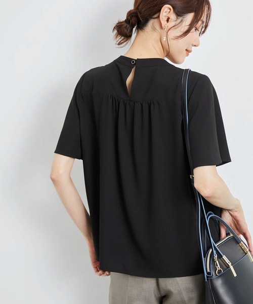 ROPE' PICNIC（ロペピクニック）の「洗える/ボウタイハーフスリーブブラウス（シャツ/ブラウス・レディース・ライトグレー/ブラック/オフホワイト・38）」の6枚目の写真