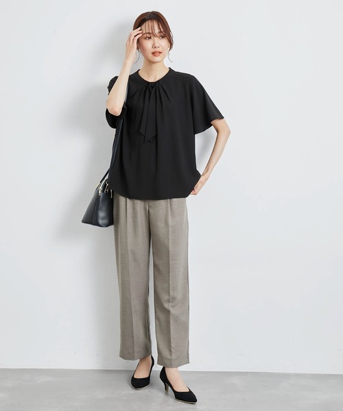 ROPE' PICNIC（ロペピクニック）の「洗える/ボウタイハーフスリーブブラウス（シャツ/ブラウス・レディース・ライトグレー/ブラック/オフホワイト・38）」の8枚目の写真