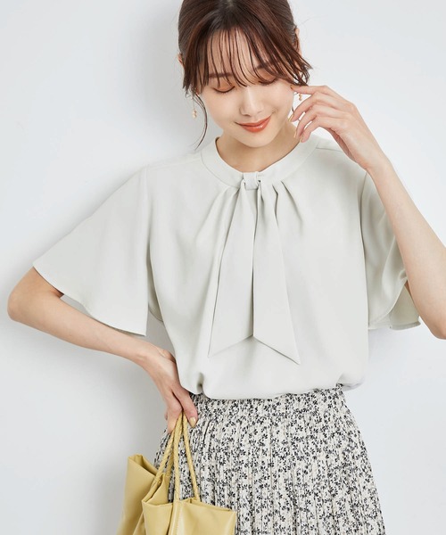 ROPE' PICNIC（ロペピクニック）の「洗える/ボウタイハーフスリーブブラウス（シャツ/ブラウス・レディース・ライトグレー/ブラック/オフホワイト・38）」の13枚目の写真